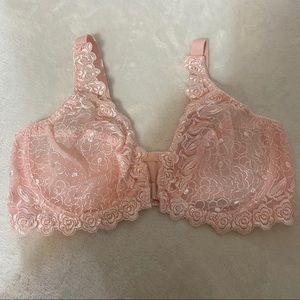 Pink New Scallop Lace Full Fit Plunge Bra Size 38B